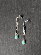 Load image into Gallery viewer, Pale Turquoise + Paperclip Chain Earrings