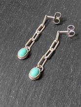 Load image into Gallery viewer, Pale Turquoise + Paperclip Chain Earrings
