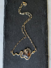 Load image into Gallery viewer, Sterling Silver, Brass and GF + Montana Agate Choker Style Snake Necklace