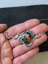 Load image into Gallery viewer, Sterling Silver, Brass and GF + Montana Agate Choker Style Snake Necklace