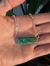 Load image into Gallery viewer, Green Turquoise Bar + Sterling Silver Chain Necklace