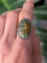 Load image into Gallery viewer, Sterling Silver + Polychrome Turquoise Oval Size 7