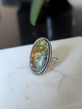 Load image into Gallery viewer, Sterling Silver + Polychrome Turquoise Oval Size 7