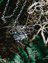 Load image into Gallery viewer, Tourmaline + Amber + Sterling Silver Fern Choker Necklace