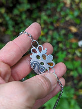 Load image into Gallery viewer, Tourmaline + Amber + Sterling Silver Fern Choker Necklace