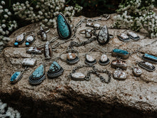 Load image into Gallery viewer, Waterfall Wild Horse + Turquoise + Sterling Silver Necklace