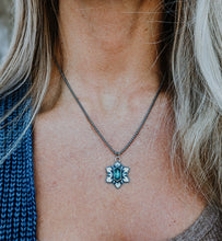 Load image into Gallery viewer, Kyanite + Sterling Silver Snowflake Pendant