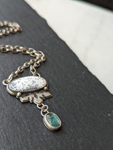 Load image into Gallery viewer, Dendritic Agate + Kyanite + Sterling Silver Snowflake Necklace