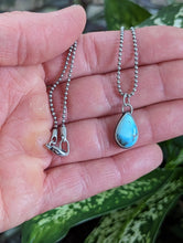 Load image into Gallery viewer, Golden Hills Turquoise Teardrop (2) + Sterling Silver Necklace