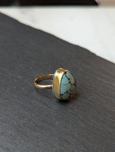 Load image into Gallery viewer, Simple Turquoise + Gold Filled Ring Size 6