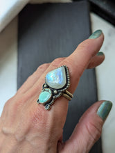 Load image into Gallery viewer, Turquoise + Moonstone Sterling Silver Ring Size 8.75