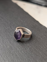 Load image into Gallery viewer, Sterling Silver + Hexagon Amethyst Ring Size 8