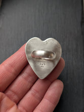 Load image into Gallery viewer, White Buffalo Heart + Sterling Silver Ring - Size 8.25