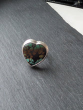 Load image into Gallery viewer, Polychrome Turquoise Heart + Sterling Silver Ring - Size 6.5