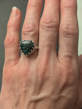 Load image into Gallery viewer, Dark Turquoise Heart + Sterling Silver Gallery Wire Ring - Size 7