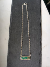 Load image into Gallery viewer, Green Turquoise Bar + Sterling Silver Chain Necklace