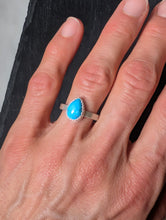Load image into Gallery viewer, Sterling Silver + Turquoise Teardrop Size 6.25