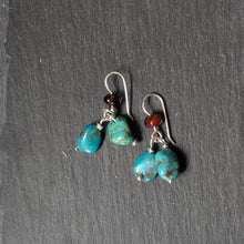 Load image into Gallery viewer, Nugget Turquoise + Baltic Amber Bead Earrings