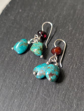 Load image into Gallery viewer, Nugget Turquoise + Baltic Amber Bead Earrings