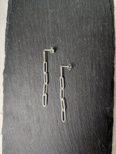 Load image into Gallery viewer, Sterling Silver Paperclip Chain Dangle Earrings