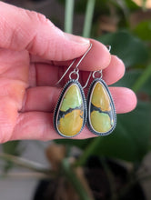 Load image into Gallery viewer, Polychrome Turquoise + Sterling Silver Teardrop Dangle Earrings