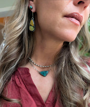 Load image into Gallery viewer, Polychrome Turquoise + Sterling Silver Teardrop Dangle Earrings