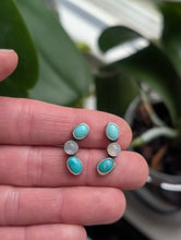 Load image into Gallery viewer, Turquoise and Moonstone Ear Climbers