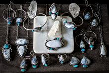 Load image into Gallery viewer, Double Dendritic Opal + American Mine Turquoise Statement Ring - Size 7.75