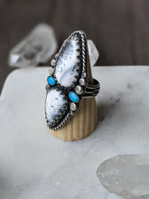 Load image into Gallery viewer, Double Dendritic Opal + American Mine Turquoise Statement Ring - Size 7.75
