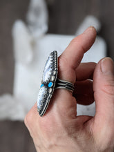 Load image into Gallery viewer, Double Dendritic Opal + American Mine Turquoise Statement Ring - Size 7.75