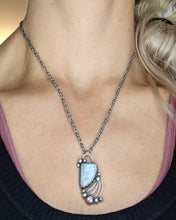 Load image into Gallery viewer, Moonstone + Pink Tourmaline + Sterling Silver Necklace