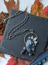 Load image into Gallery viewer, Turquoise + Lapis Lazuli + Onyx Sterling Silver Necklace