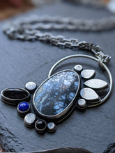 Load image into Gallery viewer, Turquoise + Lapis Lazuli + Onyx Sterling Silver Necklace