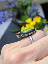 Load image into Gallery viewer, Turquoise + Madagascar Garnet + Sterling Silver Ring - Size 6.5