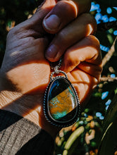 Load image into Gallery viewer, Deep Brown and Green Turquoise + Sterling Silver Necklace