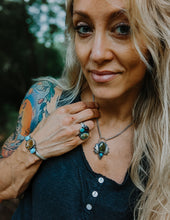 Load image into Gallery viewer, Polychrome Turquoise + Amber Winged Sterling Silver Necklace