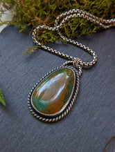Load image into Gallery viewer, Deep Brown and Green Turquoise + Sterling Silver Necklace