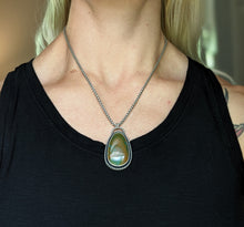Load image into Gallery viewer, Deep Brown and Green Turquoise + Sterling Silver Necklace