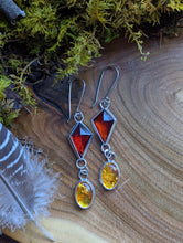 Load image into Gallery viewer, Sterling Silver + Double Baltic Amber Dangle Earrings