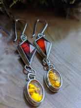 Load image into Gallery viewer, Sterling Silver + Double Baltic Amber Dangle Earrings