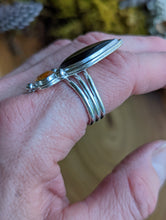 Load image into Gallery viewer, Sterling Silver + Montana Agate and Amber Ring - Size 9.25