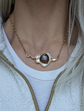 Load image into Gallery viewer, Sterling Silver, Brass and GF + Montana Agate Choker Style Snake Necklace