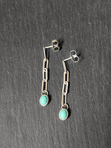Pale Turquoise + Paperclip Chain Earrings