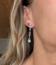 Load image into Gallery viewer, Pale Turquoise + Paperclip Chain Earrings
