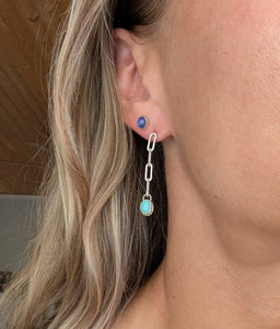Pale Turquoise + Paperclip Chain Earrings