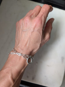 Sterling Silver Double Wrap Paperclip Chain Bracelet with O Clasp