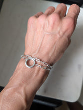 Load image into Gallery viewer, Sterling Silver Double Wrap Paperclip Chain Bracelet with O Clasp
