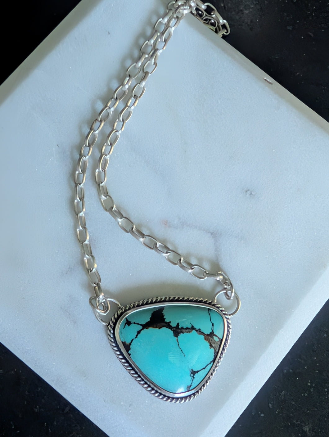 Light Turquoise + Sterling Silver Chain Necklace