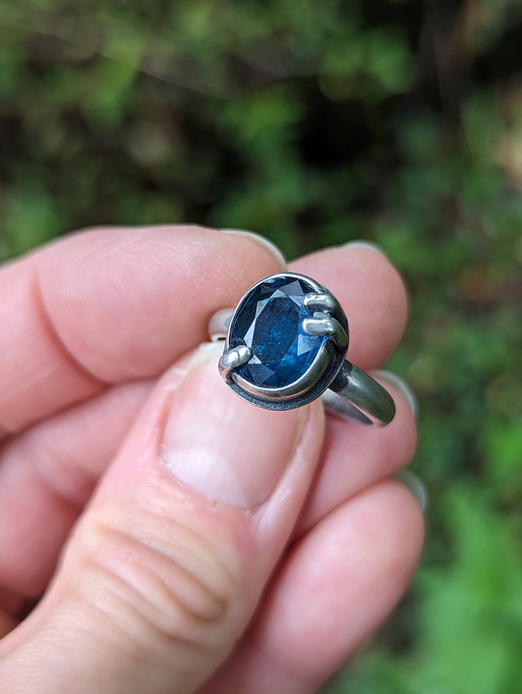 Faceted Apatite + Sterling Silver Ring - Size 7.75