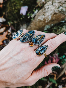 Teardrop White Buffalo + Gold Filled Ring - Size 6